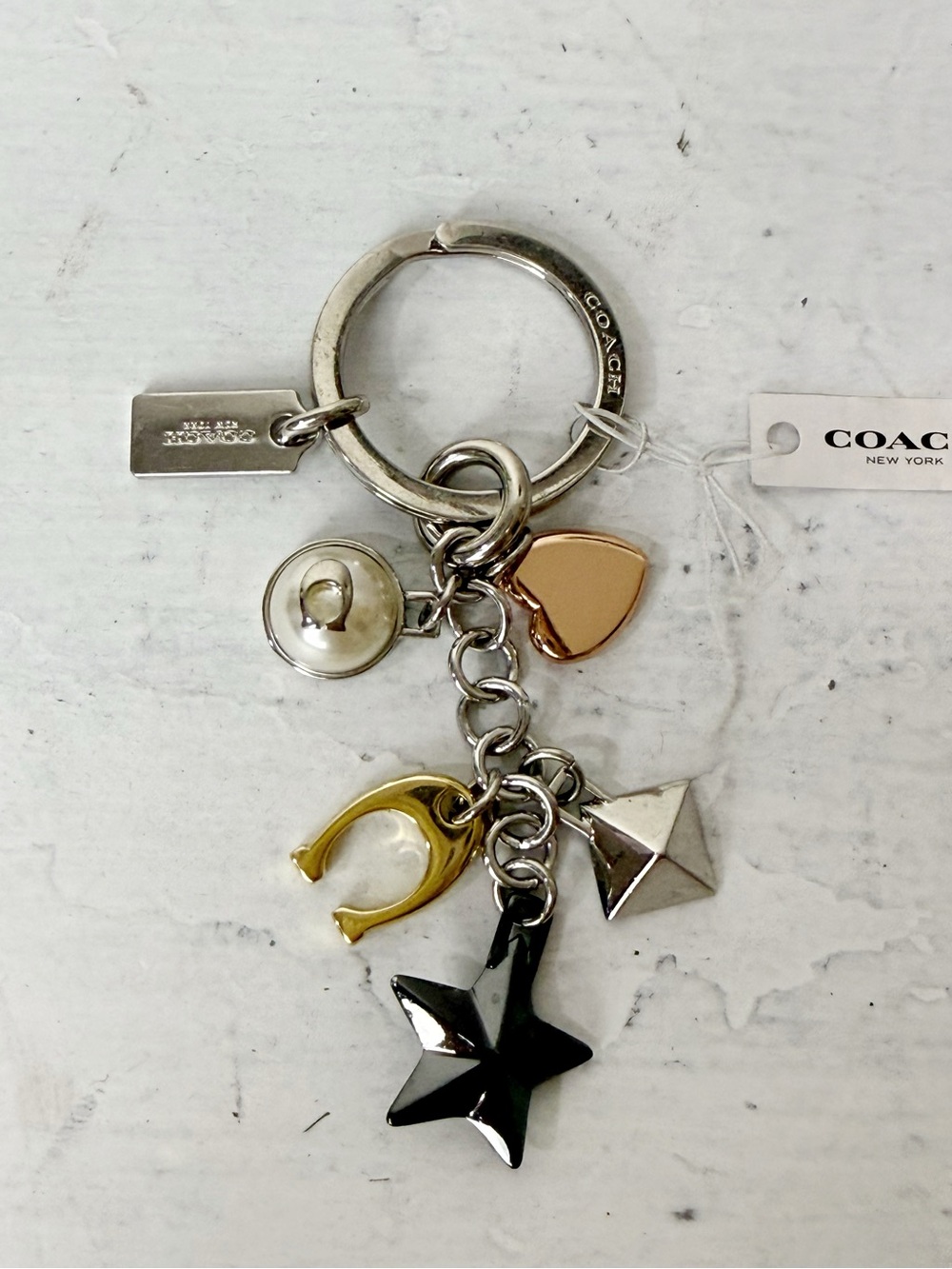 STARDUST STUDS MULTIMIX BAG CHARM COACH F21397 SILVER/MULTI NWT